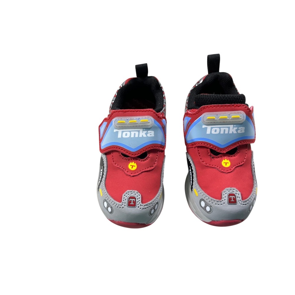 Tonka Light Up Truck Sneakers Toddler Size 7 Red Hook & Loop Shoes - Picture 2 of 5